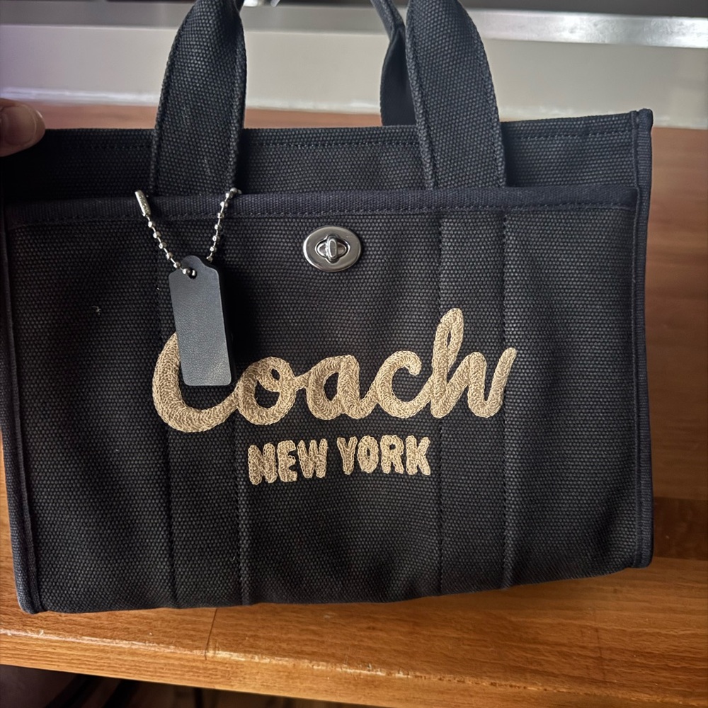 Coach Black and Gold Canvas Tote Mini in GOOD CONDITION as shown in photos.